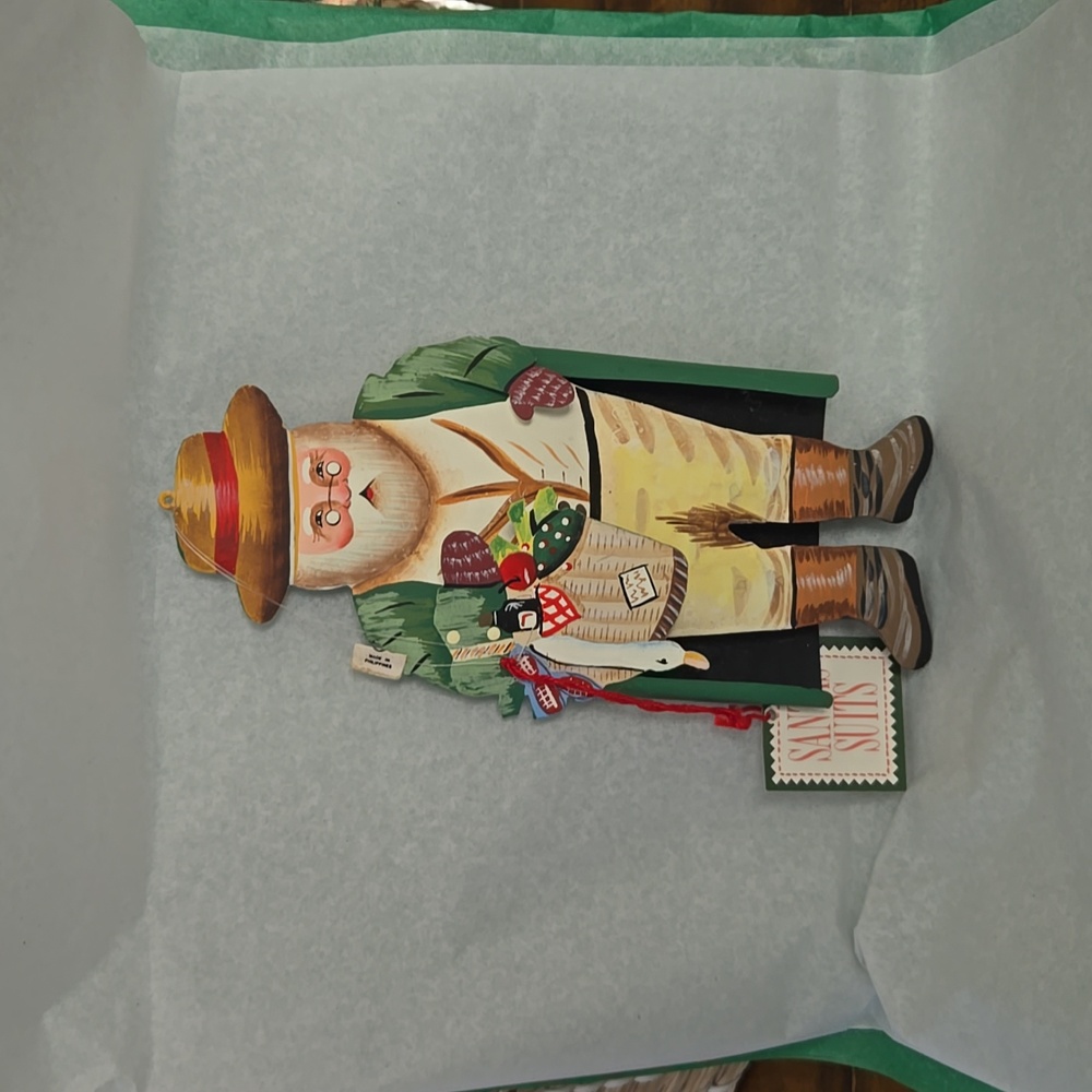 Vintage 1994 Dept 56 Pressed Tin "Santa Suits" Hand Painted